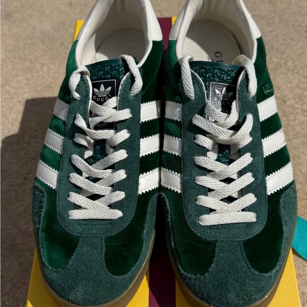 Adidas Men's Green and White Sneakers